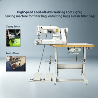 Machine à coudre zigzag à bras mobile et pied entraîneur haute vitesse pour sacs filtrants, sacs de dépoussiérage et sacs de filtration d'air