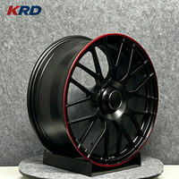 Jantes forgées monobloc sur mesure 19 20 pouces PCD 5x112 5x120 Noir mat avec accents rouges pour BMW M5 Audi RS6 Performance Sedan