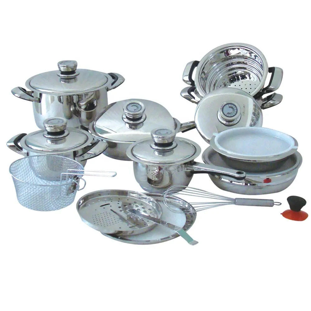 Chất Lượng Cao Nhà Bếp 22 Piece Cắt Cạnh Đồ Dùng Nhà Bếp 304 Thép Không Gỉ Nồi Và Chảo Cookware Set