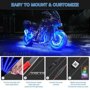Feux de freinage intelligents LED RGB 12V avec application, lumière d'ambiance pour voiture et moto, télécommande sans fil, bande lumineuse décorative pour moto - Product Image 2