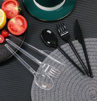 Ensemble de couverts jetables en plastique PS robuste de 2,2 g, comprenant cuillère, fourchette et couteau