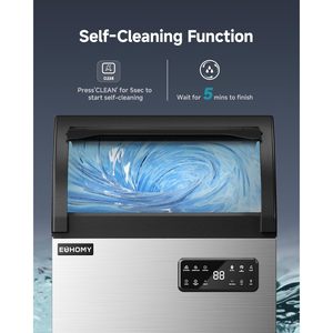 Máquina de Hielo Comercial EUHOMY de 200 lb/24 h, Acero Inoxidable, Bajo Mostrador, con Filtro de Agua, Capacidad de Almacenamiento de 33 lb - Product Image 5