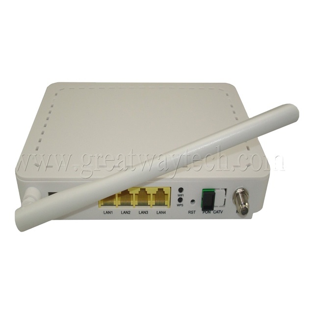 China Factory GPON ONU 4GE CATV WiFi +3FE+CATV+WiFi Optical Network Equipment FTTH WIFI CATV Router Triple Play Service USB