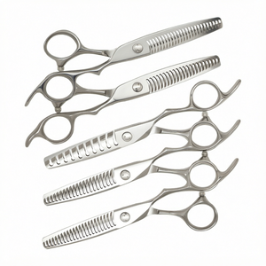 Hair Thinning Scissors 5-Pieces Straight Blade Barber Cutting <b>Shears</b> 6 Inch <b>Long</b> <b>Handle</b> Salon Grooming Tools - Product Image 1