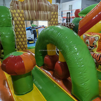Château gonflable commercial d'extérieur pour enfants et tout-petits, thème animaux de la savane, avec toboggan, pour un jeu amusant