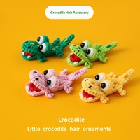 Accessoire capillaire en laine au crochet motif petit crocodile nostalgique, Pince à cheveux, Bandeau pour enfants et filles, Pince BB, Pince à franges
