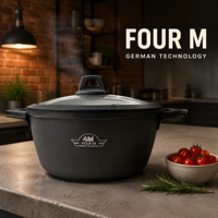 Casserole FourM 36CM en aluminium moulé antiadhésive avec couvercle en verre trempé et fond à induction, ustensile de cuisine, vente en gros et OEM/ODM