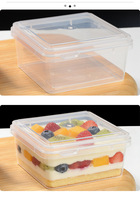 Boîte à tiramisu en plastique PP carrée avec couvercle amovible, qualité alimentaire, pour l'emballage et le stockage de gâteaux en boulangerie