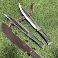 Heißer Verkauf Voller Erl Schwarzes Bowie Survivalmesser Bushcraft-Messer mit Lederetui OEM Einteiliges feststehendes Camping-Langmesser