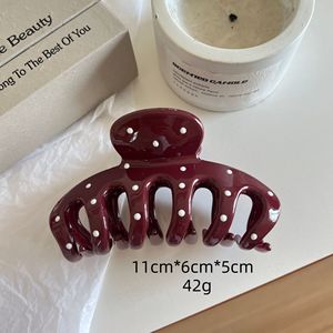 Pince à cheveux Ankra Rouge à pois, grande pince requin en plastique, accessoires capillaires variés - Product Image 6