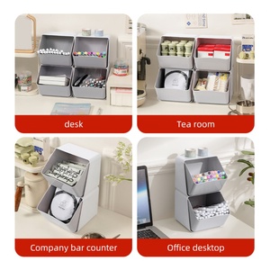Multi Functions Two Layers Storage Rack Office Storage <b>Box</b> Plastic Drawer <b>Tea</b> Bag Snack Storage <b>Box</b> for Household - Product Image 5