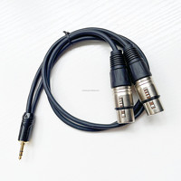 Kabel Speaker Audio OEM TRS 3.5mm ke 2 XLR Female Aux Cable 2 XLR Male Plug ke 3.5 Male untuk Ponsel ke Mixer Amplifier Y Splitter
