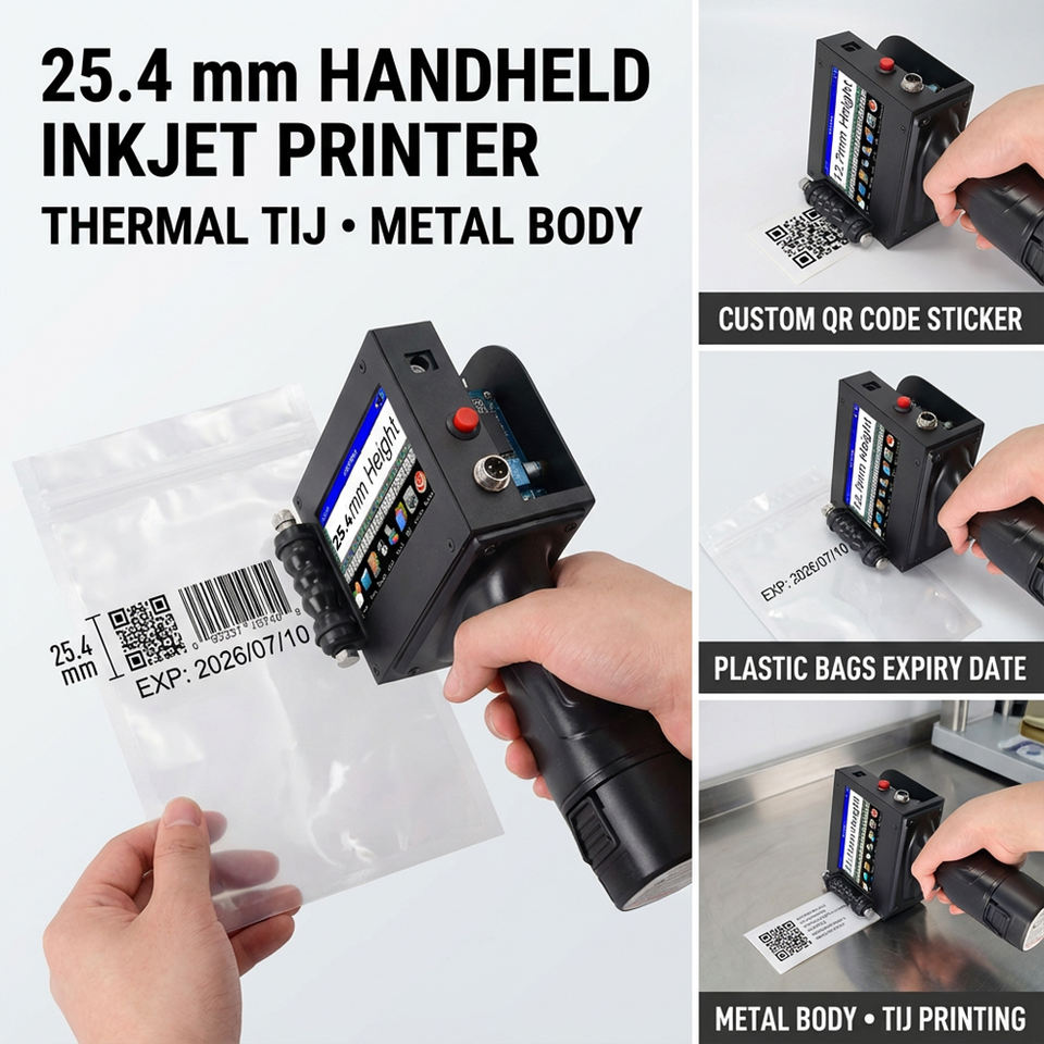 Custom Qr Code Sticker Handheld Inkjet Printer Metal Body Printer 25 ...