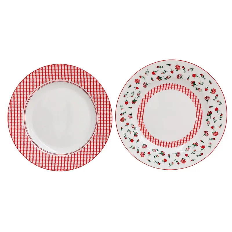 Hete Verkopende Verdeelde Moderne Plaat Met Logo Roze Serviesgoed Keramische Goede Kwaliteit Fijne Porseleinen Dinerset