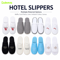 Chaussons jetables personnalisés en tissu peluche doux avec semelle EVA pour hôtels, chambres d'hôtes et équipements de spa et de villégiature