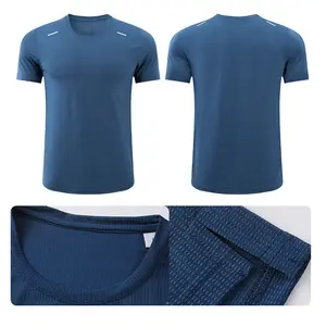 Quick Dry Plain Men T-Shirts Fit T Shirt Mens Gym Shirt Lightweight Sports Elastic Polyester Compress Shirt