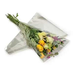 valentine day customized fresh clear trapezoidal transparent printed plastic CPP flower bags sleeve for flower bouquet