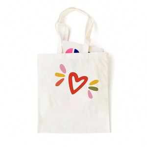 High Quality Cute Shopping Family Friends Gifts Women Reusable Love Canvas Tote Cotton Bag for Packing - Product Image 1