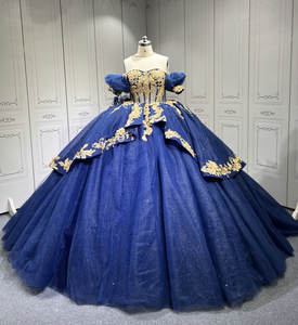 Vestidos de 15 Años Azules con Dorado, Vestidos de Quinceañera 2025, Vestidos de Fiesta, Vestidos en Liquidación, Envío <span class=keywords><strong>Gratis</strong></span> - Product Image 2