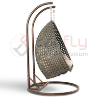 Chaise suspendue en rotin d'extérieur 2 places de qualité hôtelière, élégante en forme d'oeuf pour balançoires de patio