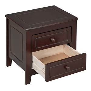 2 <b>Drawer</b> Nightstand Dark Walnut Mid Century Retro Bedside Table Classic Design Bedroom <b>Storage</b> <b>Drawers</b> - Product Image 6