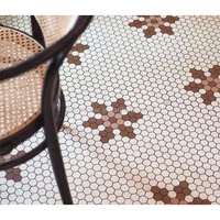 Carreaux de mosaïque hexagonaux en céramique de porcelaine, style Chrome Hearts noir et blanc, personnalisés pour hôtels et restaurants, pour revêtement mural décoratif