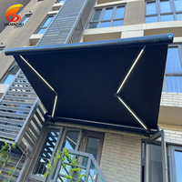 Auvent de terrasse moderne de luxe en aluminium à cassette intégrale motorisé avec bras repliables, auvent rétractable extérieur 100 % étanche