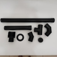 Tuyau d'échappement pour poêle à granulés noir, raccord en T à 90 degrés avec bouchon, 80 mm/3 pouces