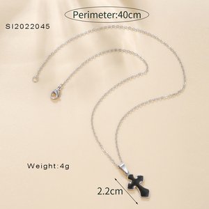 Collana con Ciondolo a Croce in Acciaio Inossidabile Stile Classico da Donna Collana Cambia Colore alla Moda per Regalo Fidanzamento Anniversario - Product Image 2