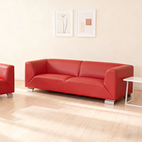 Canapé de bureau moderne de haute qualité et confortable en cuir orange pour villa de direction, avec pieds en acier inoxydable, modèle ARREDAMENTI 2988