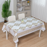 Nappe Rectangulaire en PVC Doré à Motifs Floraux Bohèmes RNPT pour Restaurant