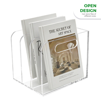 Organisateur de bureau en acrylique transparent à 3 compartiments pour magazines et documents, support de rangement de bureau en acrylique OEM d'usine