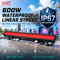 Barre lumineuse LED longue 600W IP67 3IP étanche, stroboscope RGB blanc, barre de pixels 11 canaux DMX512 RDM 16 bits 1-30Hz pour événements