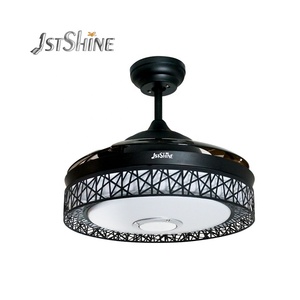 1stshine Hogar <span class=keywords><strong>Moderno</strong></span> decorativo sala de estar 42 pulgadas de moda bluetooth música ventilador de techo con hojas ocultas - Product Image 1
