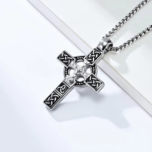 New Arrival Stainless Steel <strong>Cross</strong> <strong>Necklace</strong> for Men Double Sided <strong>Cross</strong> <strong>Celtic</strong> Knot Pendent <strong>Necklace</strong> Fashion Jewelry - Product Image 2