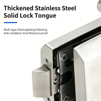 Serrure de porte en verre sans cadre antivol, structure robuste, serrure à levier pour porte en verre de bureau, poignée de sécurité pour cloison en verre