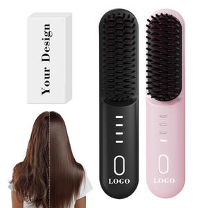 0728 4 Heat Settings Hair Straightener <b>Smoothing</b> <b>Brush</b> 140.c-200.c Temp Range Anti-scald - Product Image 3