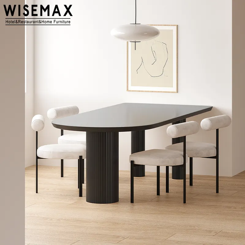 WISEMAX mobilyaları Hotsale modern stil beyaz renk katı ahşap taban ahşap üst yemek masası seti ev yemek odası için