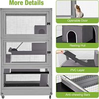 Grande cage à chinchillas 4 niveaux, nichoir en bois pour furets, roues anti-morsure, mobiles, pour hamsters, rats, gerbilles, avec plateau en plastique