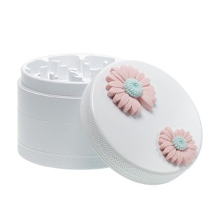Nuove ragazze che fumano accessori 63mm 4 strati margherita fiore bianco vernice ceramica rivestita in alluminio spezia smerigliatrice di erbe per il fumo - Product Image 1