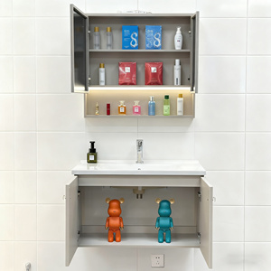 Ensemble de <span class=keywords><strong>meuble</strong></span>-lavabo intelligent de style moderne et luxueux avec armoire de salle de bain en acier inoxydable, lavabo en céramique, armoire de rangement de grande capacité - Product Image 5