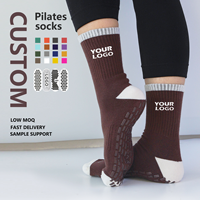 Chaussettes de yoga et de pilates personnalisées en coton avec grip en silicone antidérapant, design sur mesure, chaussettes de yoga mi-mollet