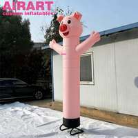 Ballon gonflable en forme de cochon de dessin animé, dansant sur les vagues, pour événements de bienvenue et décoration routière