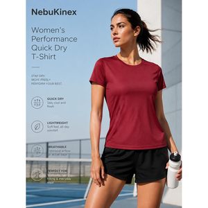 T-shirts de sport pour femmes à manches courtes, séchage rapide, coupe ajustée, col rond, pour tennis, yoga, course à pied, couleur unie, polyester - Product Image 3
