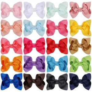 4.13 Inch Kids Colorful Big Hair Bow Solid With Clip Boutique Solid Grosgrain Hairpins Hair Accessories Hairclips