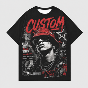 T-shirt en coton épais sérigraphié en gros, tee-shirt graphique oversize streetwear, logo personnalisé, t-shirt homme de haute qualité - Product Image 2