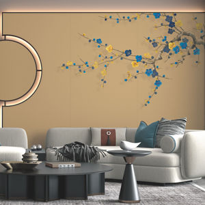 Papier peint brodé de fleurs de prune sur mesure Revêtement <span class=keywords><strong>mural</strong></span> de luxe pour la décoration d'hôtel Salon Fond de mur de télévision Intérieur de la maison - Product Image 1