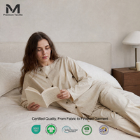 Ensemble de salon en coton texturé pour femmes, haut asymétrique boutonné, pantalon à jambes larges avec cordon de serrage, tenue décontractée SOFT18