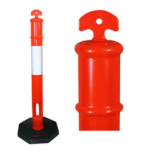 Cônes de délinéateur PE de 44 pouces de hauteur Poteau en T avec bande réfléchissante Base en caoutchouc flexible Poteau d'avertissement de trafic routier - Product Image 3