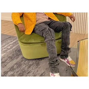 Hip Hop Rapper High Quality Custom Designer Cargo Boot Cut Bootcut Stack Flare Stacked Jeans Men